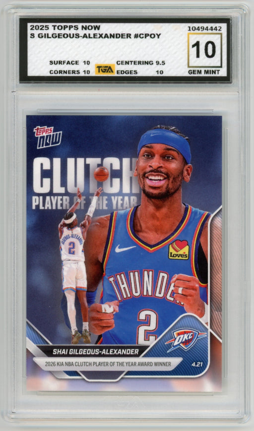 Shai Gilgeous-Alexander #CPOY 2025 Topps Now NBA Graded TGA 10 Gem Mint