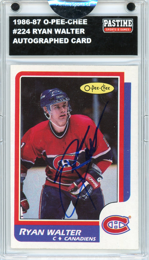 Ryan Walter #224 1986/87 O-Pee-Chee Hockey Autographed Card Encased in Magpro