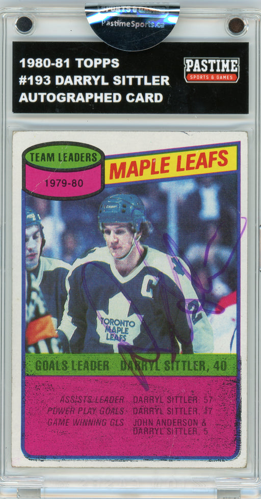 #193 Darryl Sittler 1980/81 Topps Autographed Card Encased in Magpro - Pastime Sports & Games