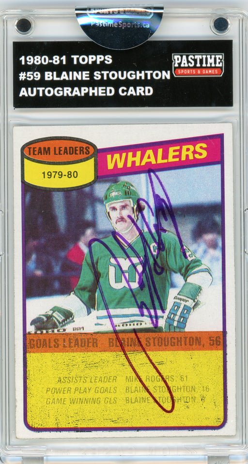 #59 Blaine Stoughton 1980/81 Topps Autographed Card Encased in Magpro - Pastime Sports & Games