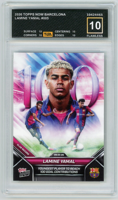 Lamine Yamal #5 2026 Topps Now Barcelona Graded TGA 10 Flawless Black Label