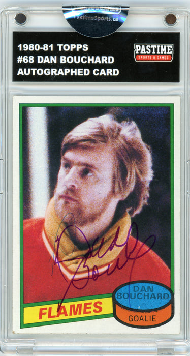 #68 Dan Bouchard 1980/81 Topps Autographed Card Encased in Magpro - Pastime Sports & Games