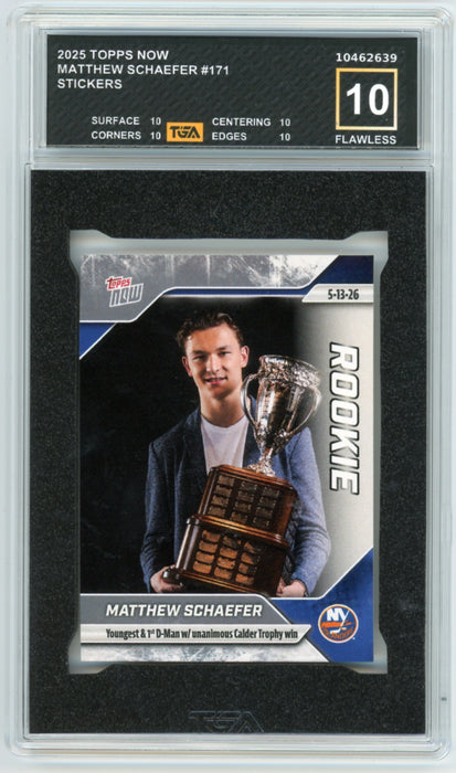 Matthew Schaefer 2025 #171 Topps Now Stickers Rookie Graded TGA 10 Flawless Black Label