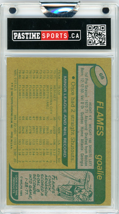 #68 Dan Bouchard 1980/81 Topps Autographed Card Encased in Magpro - Pastime Sports & Games