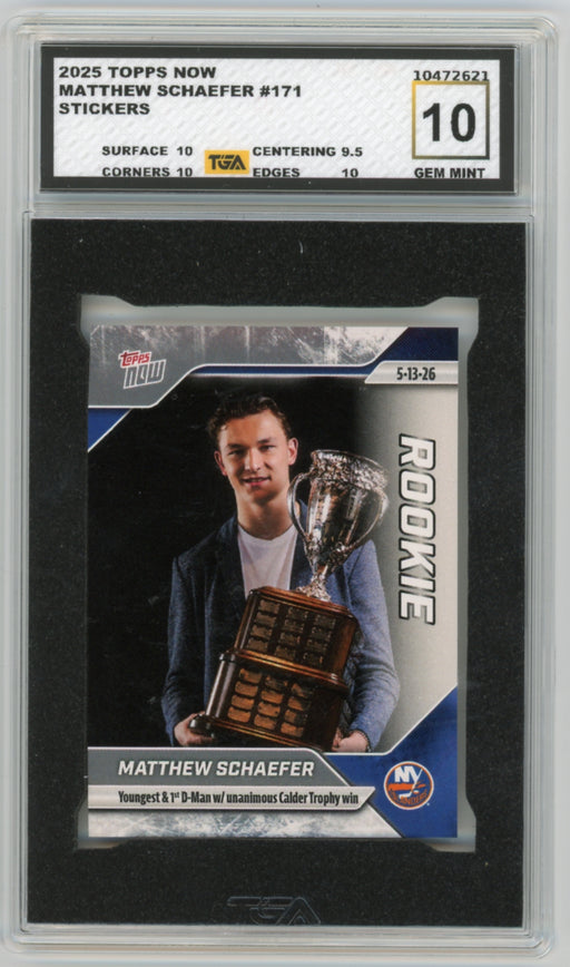 Matthew Schaefer 2025 #171 Topps Now Stickers Rookie Graded TGA 10 Gem Mint