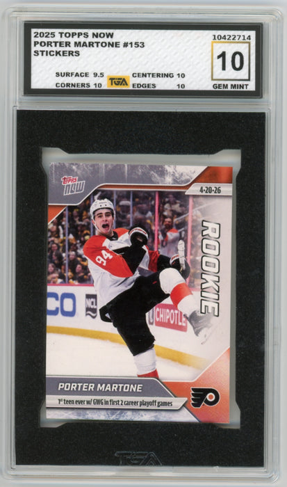Porter Martone 2025 #153 Topps Now Stickers Rookie Graded TGA 10 Gem Mint