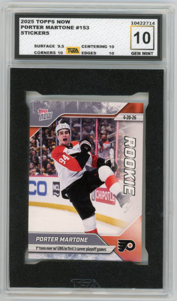 Porter Martone 2025 #153 Topps Now Stickers Rookie Graded TGA 10 Gem Mint