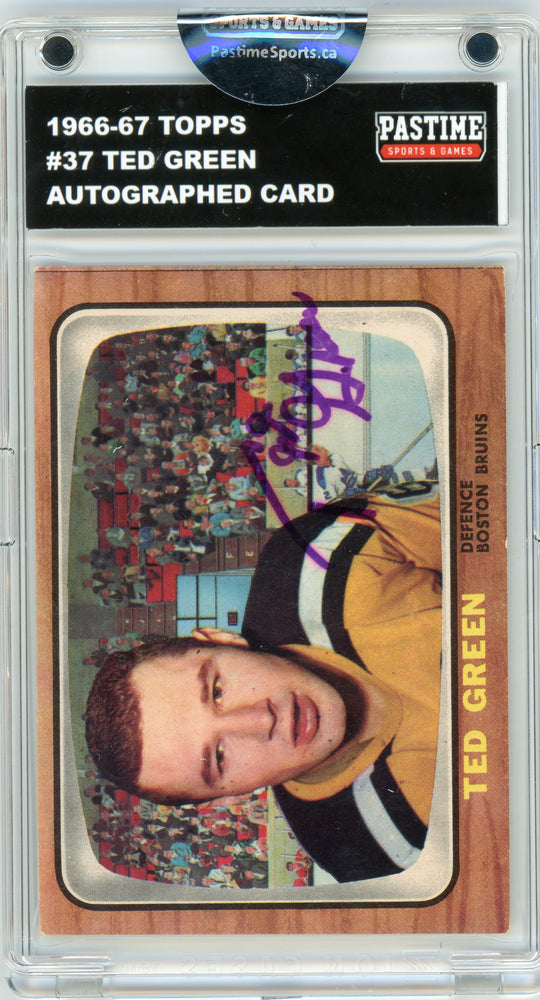 #37 Ted Green 1966/67 Topps Autographed Card Encased in Magpro - Pastime Sports & Games