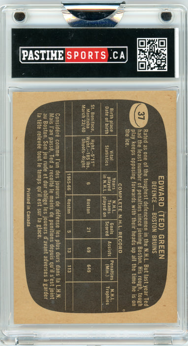 #37 Ted Green 1966/67 Topps Autographed Card Encased in Magpro - Pastime Sports & Games