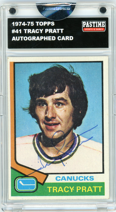 #41 Tracy Pratt 1974/75 Topps Autographed Card Encased in Magpro - Pastime Sports & Games