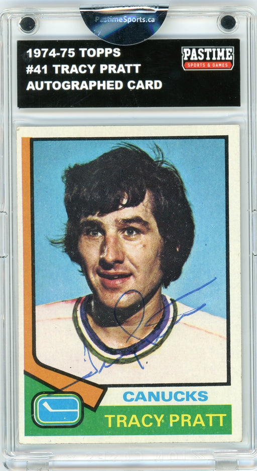 #41 Tracy Pratt 1974/75 Topps Autographed Card Encased in Magpro - Pastime Sports & Games