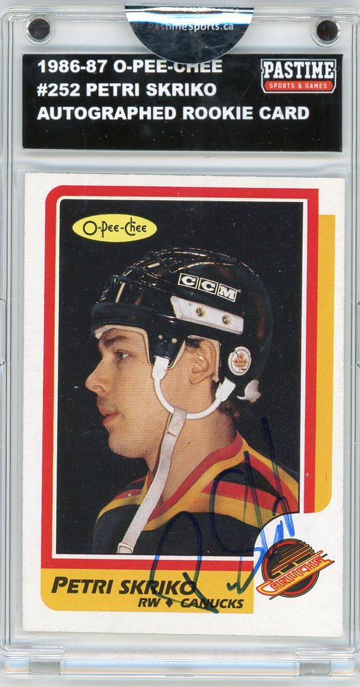 Petri Skriko #252 1986/87 O-Pee-Chee Hockey Autographed Rookie Card Encased in Magpro