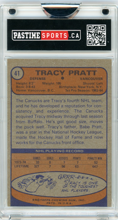 #41 Tracy Pratt 1974/75 Topps Autographed Card Encased in Magpro - Pastime Sports & Games