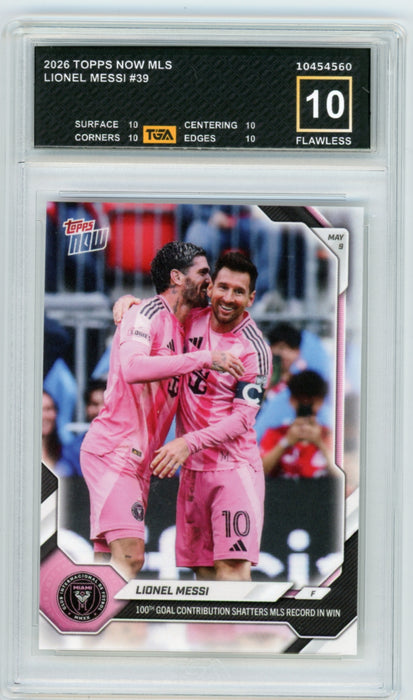 Lionel Messi #39 2026 Topps Now MLS Graded TGA 10 Flawless Black Label