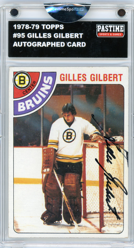 #95 Gilles Gilbert 1978/79 Topps Hockey Autographed Card Encased in Magpro - Pastime Sports & Games