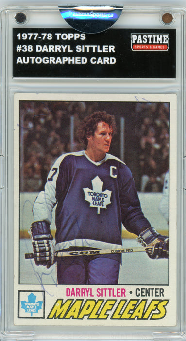 #38 Darryl Sittler 1977/78 Topps Hockey Autographed Card Encased in Magpro - Pastime Sports & Games