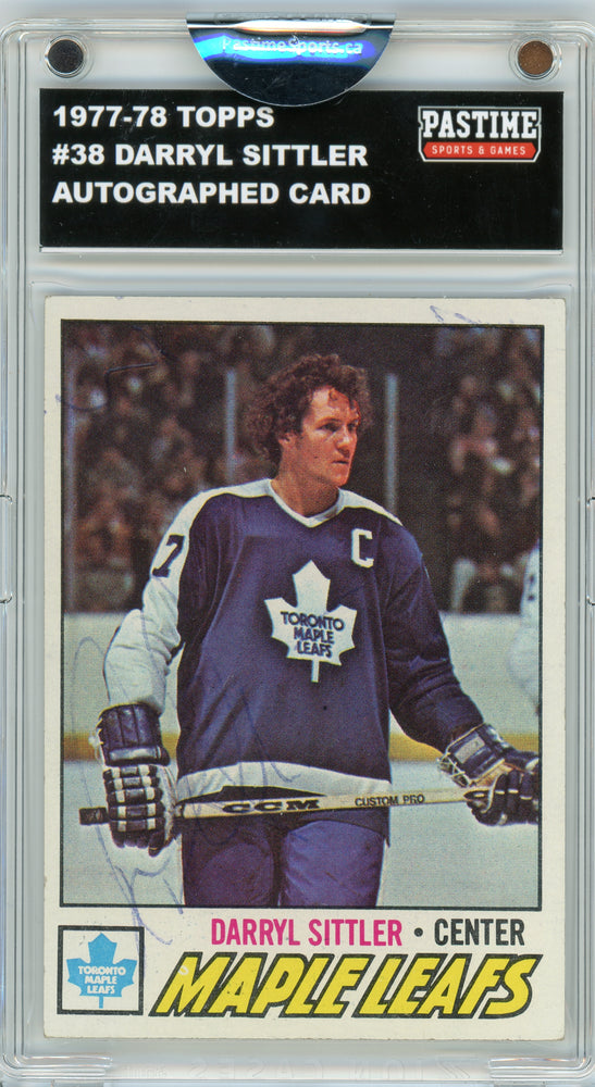 #38 Darryl Sittler 1977/78 Topps Hockey Autographed Card Encased in Magpro - Pastime Sports & Games