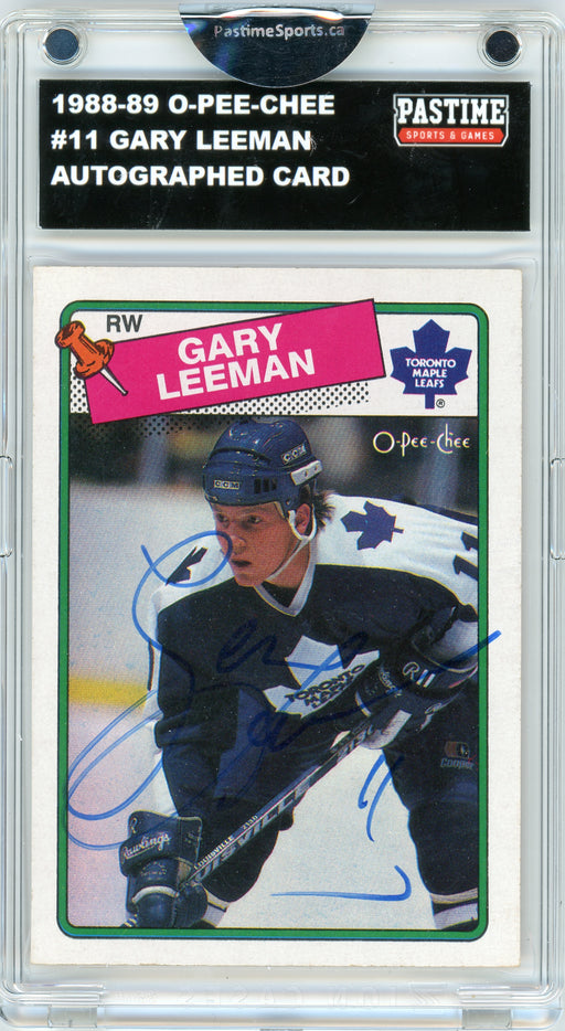 #11 Gary Leeman 1988/89 O-Pee-Chee Hockey Autographed Card Encased in Magpro - Pastime Sports & Games