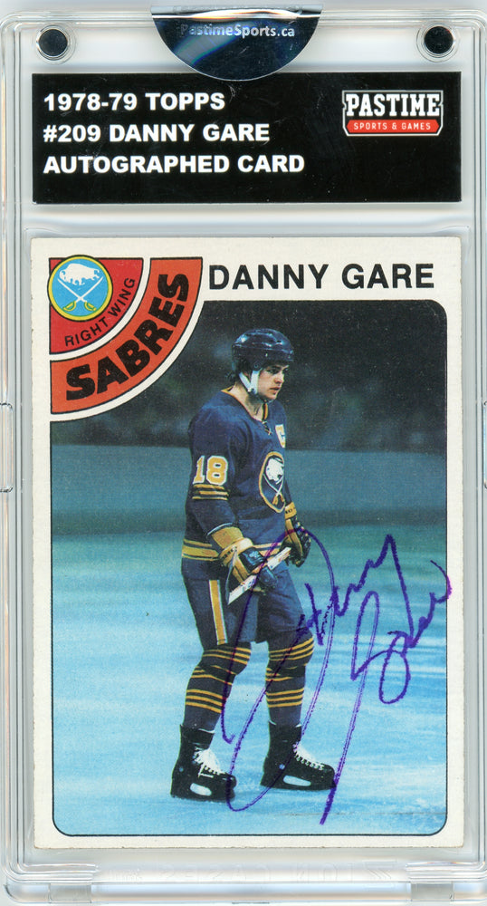 #209 Danny Gare 1978/79 Topps Hockey Autographed Card Encased in Magpro - Pastime Sports & Games