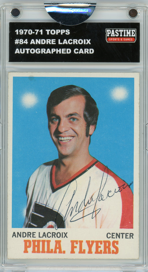 #84 Andre Lacroix 1970/71 Topps Autographed Card Encased in Magpro - Pastime Sports & Games