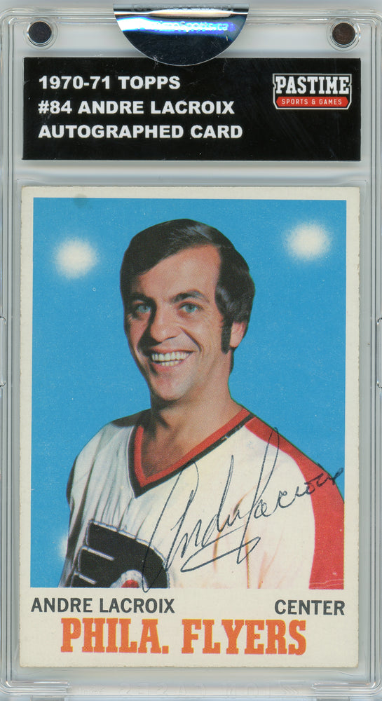 #84 Andre Lacroix 1970/71 Topps Autographed Card Encased in Magpro - Pastime Sports & Games