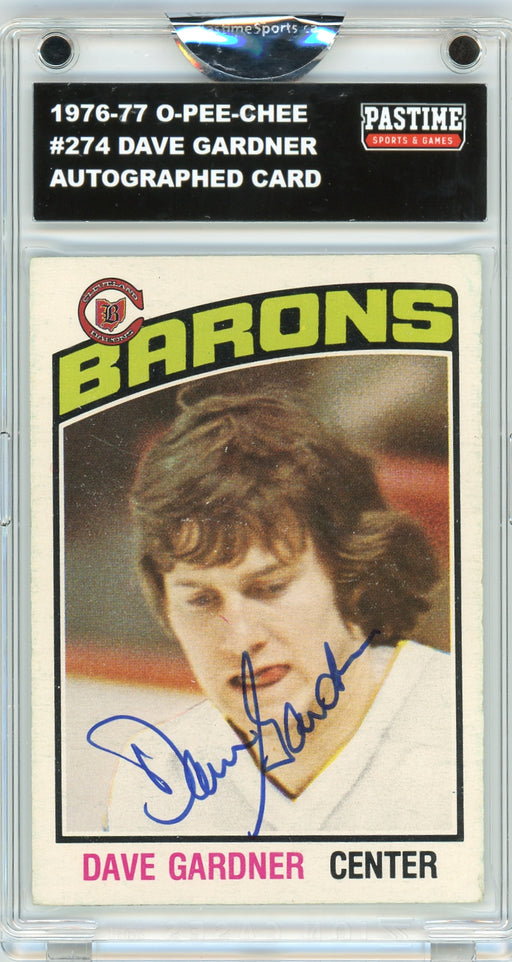 Dave Gardner #274 1976/77 O-Pee-Chee Hockey Autographed Card Encased in Magpro