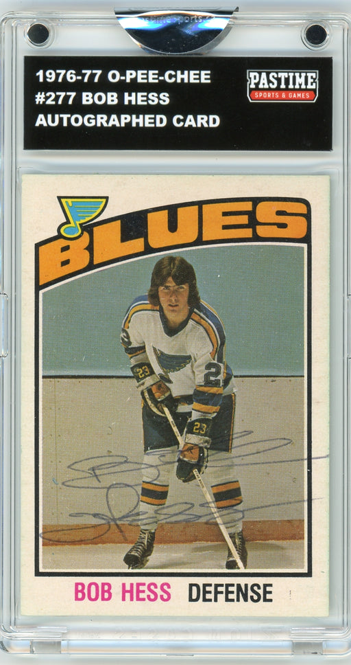 Bob Hess #277 1976/77 O-Pee-Chee Hockey Autographed Card Encased in Magpro - Pastime Sports & Games