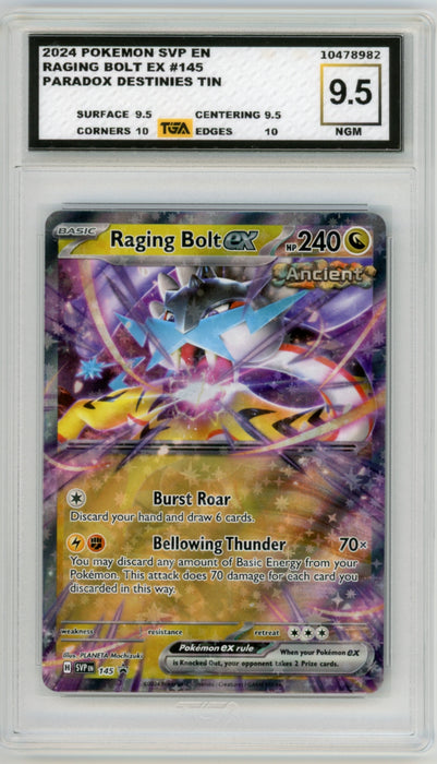 Raging Bolt EX #145 Paradox Destinies Tin Promo TGA Graded Card