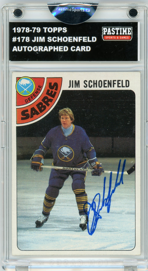 #178 Jim Schoenfeld 1978/79 Topps Hockey Autographed Card Encased in Magpro - Pastime Sports & Games