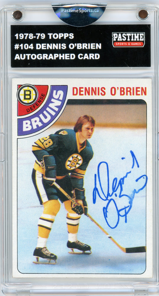 #104 Dennis O'Brien 1978/79 Topps Hockey Autographed Card Encased in Magpro - Pastime Sports & Games