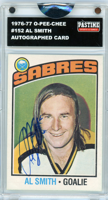 #152 Al Smith 1976/77 O-Pee-Chee Hockey Autographed Card Encased in Magpro - Pastime Sports & Games