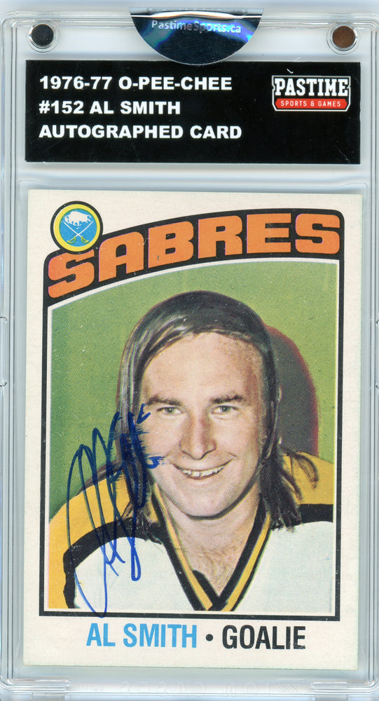 #152 Al Smith 1976/77 O-Pee-Chee Hockey Autographed Card Encased in Magpro - Pastime Sports & Games