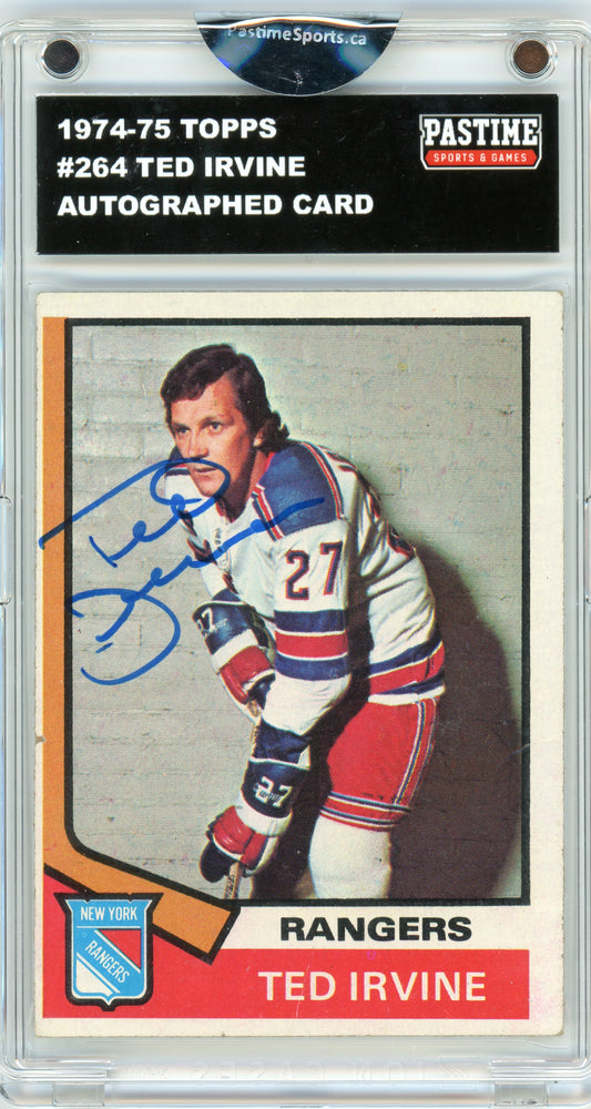 #264 Ted Irvine 1974/75 Topps Autographed Card Encased in Magpro - Pastime Sports & Games