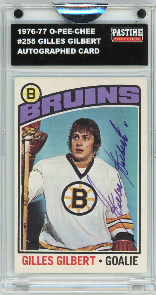 Gilles Gilbert #255 1976/77 O-Pee-Chee Hockey Autographed Card Encased in Magpro