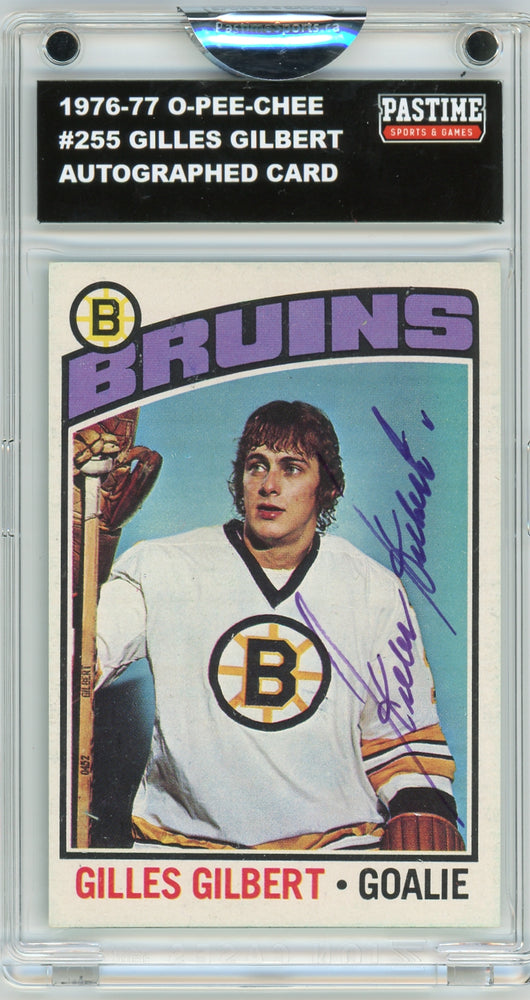 Gilles Gilbert #255 1976/77 O-Pee-Chee Hockey Autographed Card Encased in Magpro