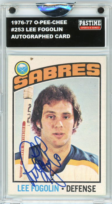 Lee Fogolin #253 1976/77 O-Pee-Chee Hockey Autographed Card Encased in Magpro