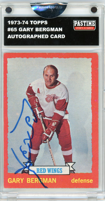 #65 Gary Bergman 1973/74 Topps Autographed Card Encased in Magpro - Pastime Sports & Games