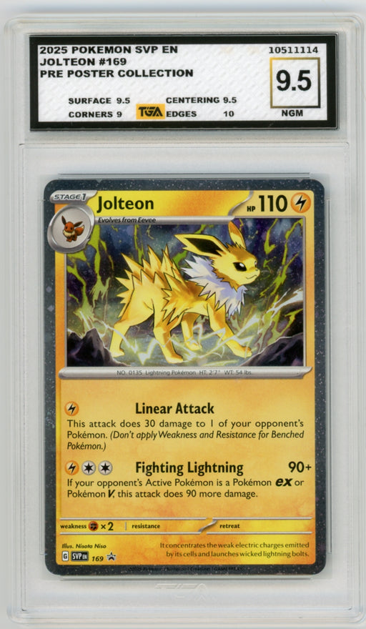Jolteon #169 Pokemon Prismatic Evolutions Promo Graded TGA 9.5 Near Gem Mint
