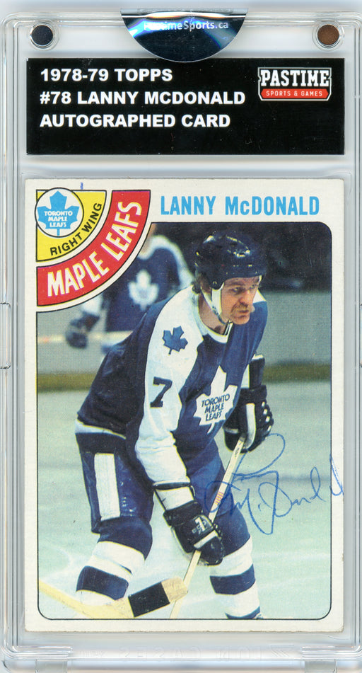#78 Lanny Mcdonald 1978/79 Topps Hockey Autographed Card Encased in Magpro - Pastime Sports & Games