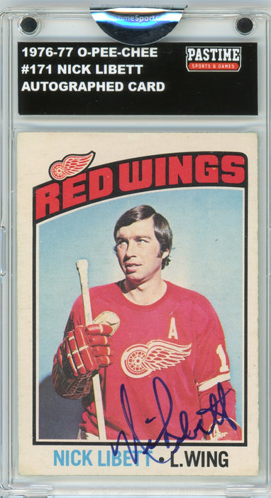 Nick Libett #171 1976/77 O-Pee-Chee Hockey Autographed Card Encased in Magpro