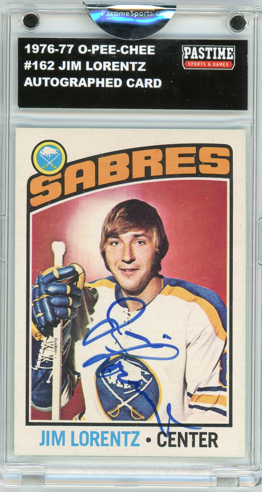 Jim Lorentz #162 1976/77 O-Pee-Chee Hockey Autographed Card Encased in Magpro