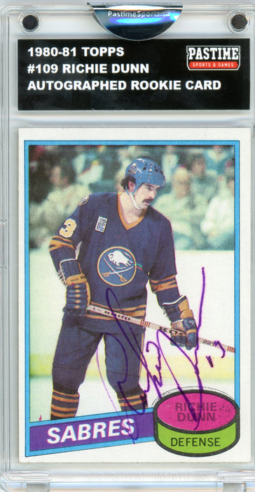 #109 Richie Dunn 1980/81 Topps Autographed Card Encased in Magpro - Pastime Sports & Games