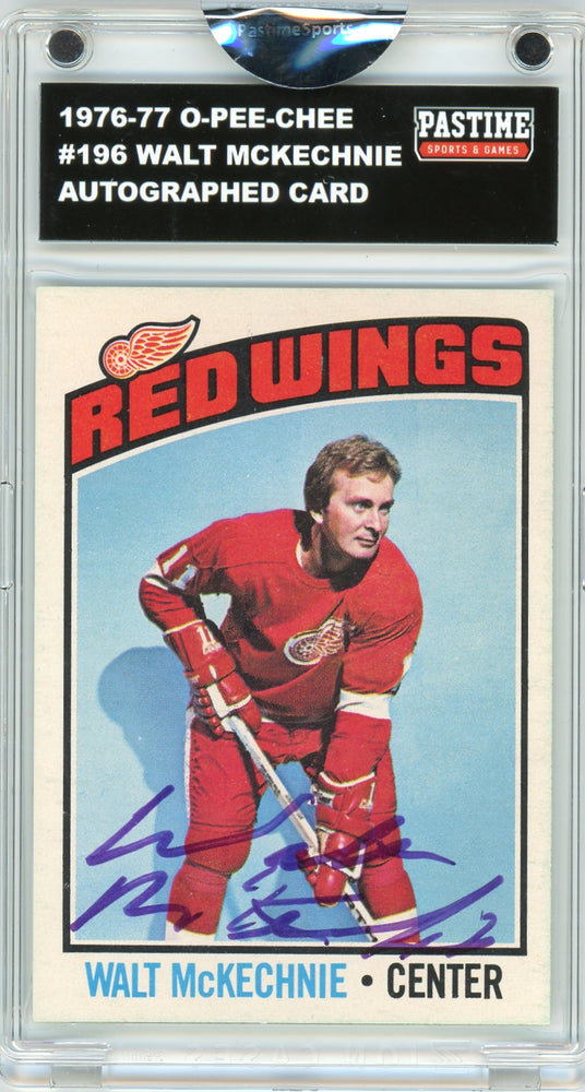 Walt McKechnie #196 1976/77 O-Pee-Chee Hockey Autographed Card Encased in Magpro