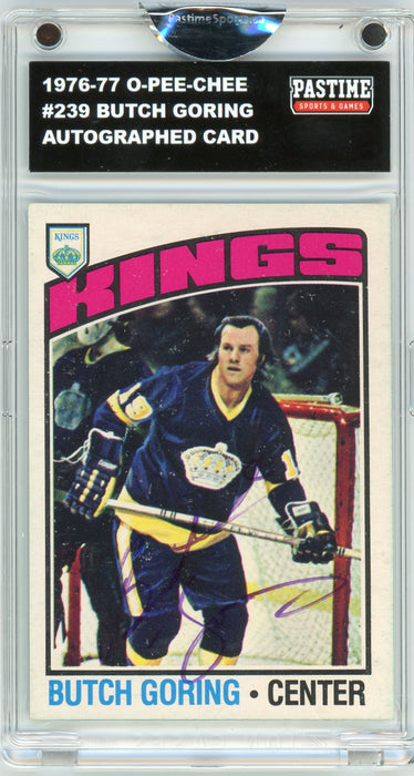 Butch Goring #239 1976/77 O-Pee-Chee Hockey Autographed Card Encased in Magpro