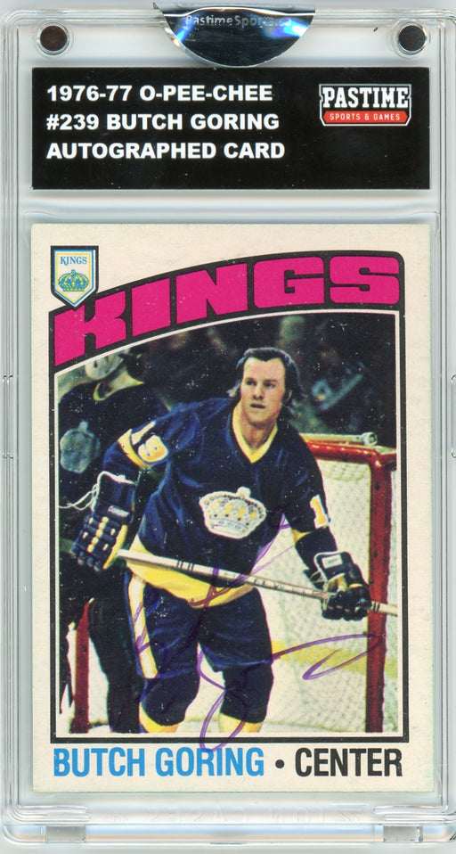Butch Goring #239 1976/77 O-Pee-Chee Hockey Autographed Card Encased in Magpro