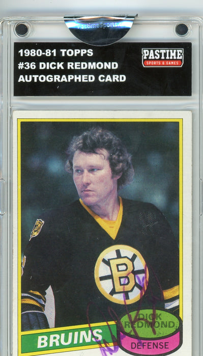 #36 Dick Redmond 1980/81 Topps Hockey Autographed Card Encased in Magpro - Pastime Sports & Games
