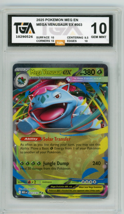 Mega Venusaur EX #003 Pokemon Mega Evolutions Graded TGA 10 Gem Mint