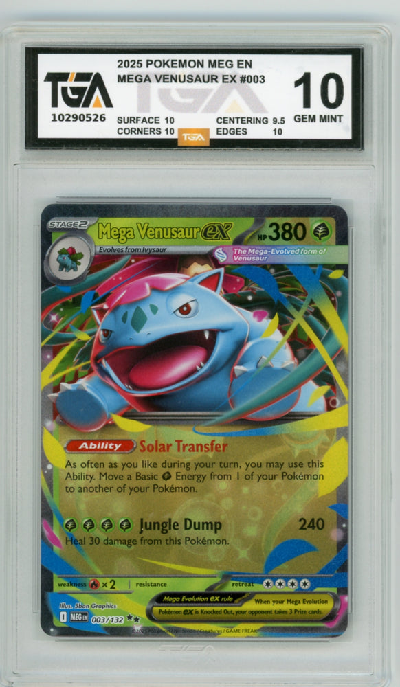 Mega Venusaur EX #003 Pokemon Mega Evolutions Graded TGA 10 Gem Mint