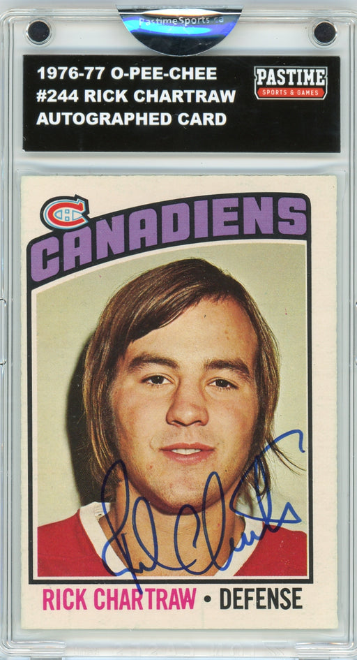 Rick Chartraw #244 1976/77 O-Pee-Chee Hockey Autographed Card Encased in Magpro