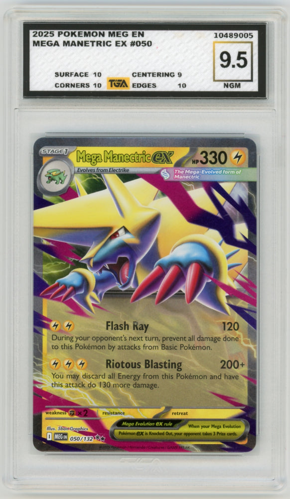 Mega Manetric EX #50 Mega Evolutions Graded TGA 9.5 Near Gem Mint